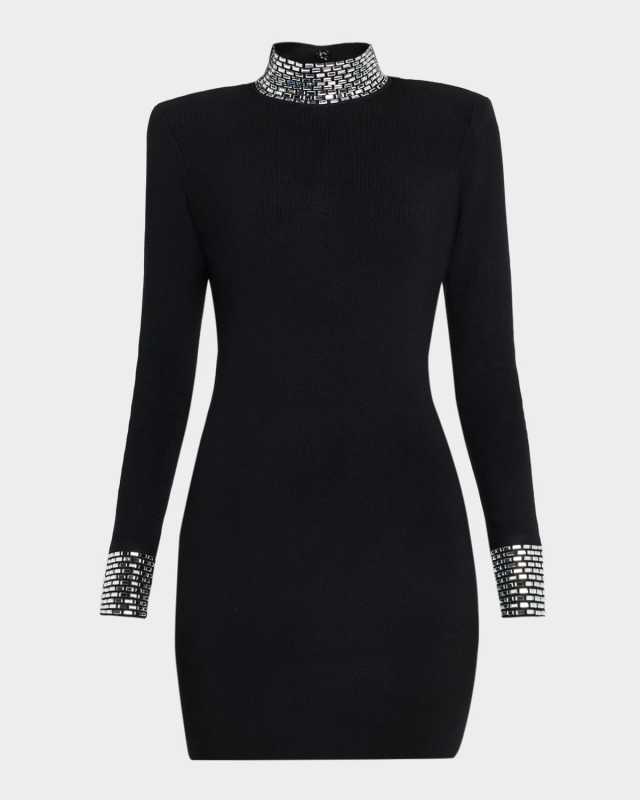 Corinth Embellished High-Neck Mini Dress